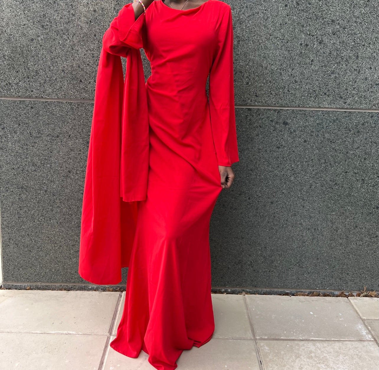 “Samira” Chiffon Maxi Dress in Red