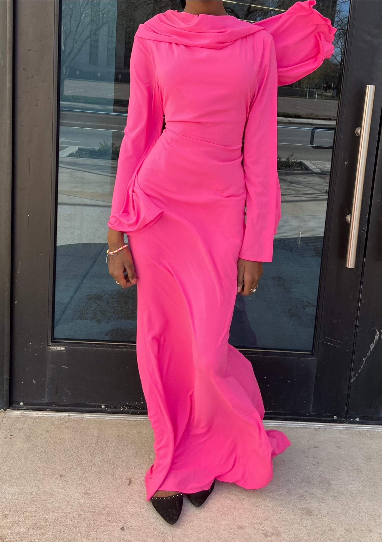 “Samira” Chiffon Maxi Dress in Pink